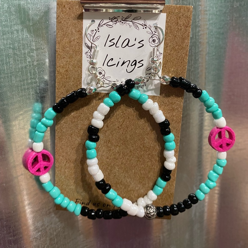 Beaded Hoop Earrings - Large